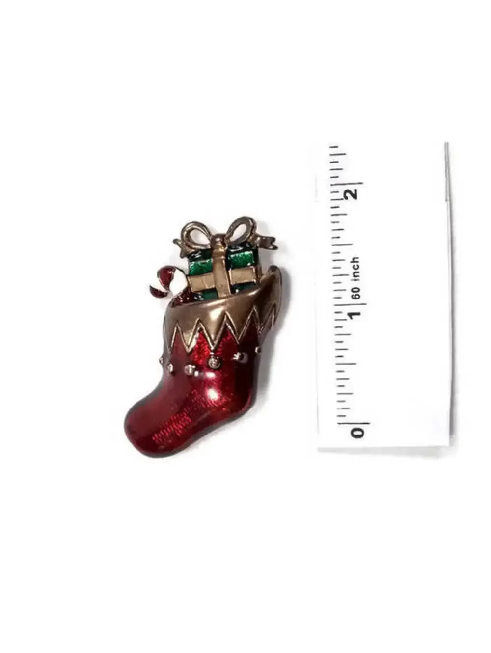 Vintage Christmas Stocking Brooch.